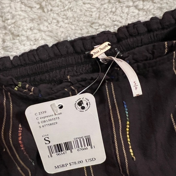 Free People Serotonin Corset short sleeve tie on back printed allover top - Picture 10 of 10